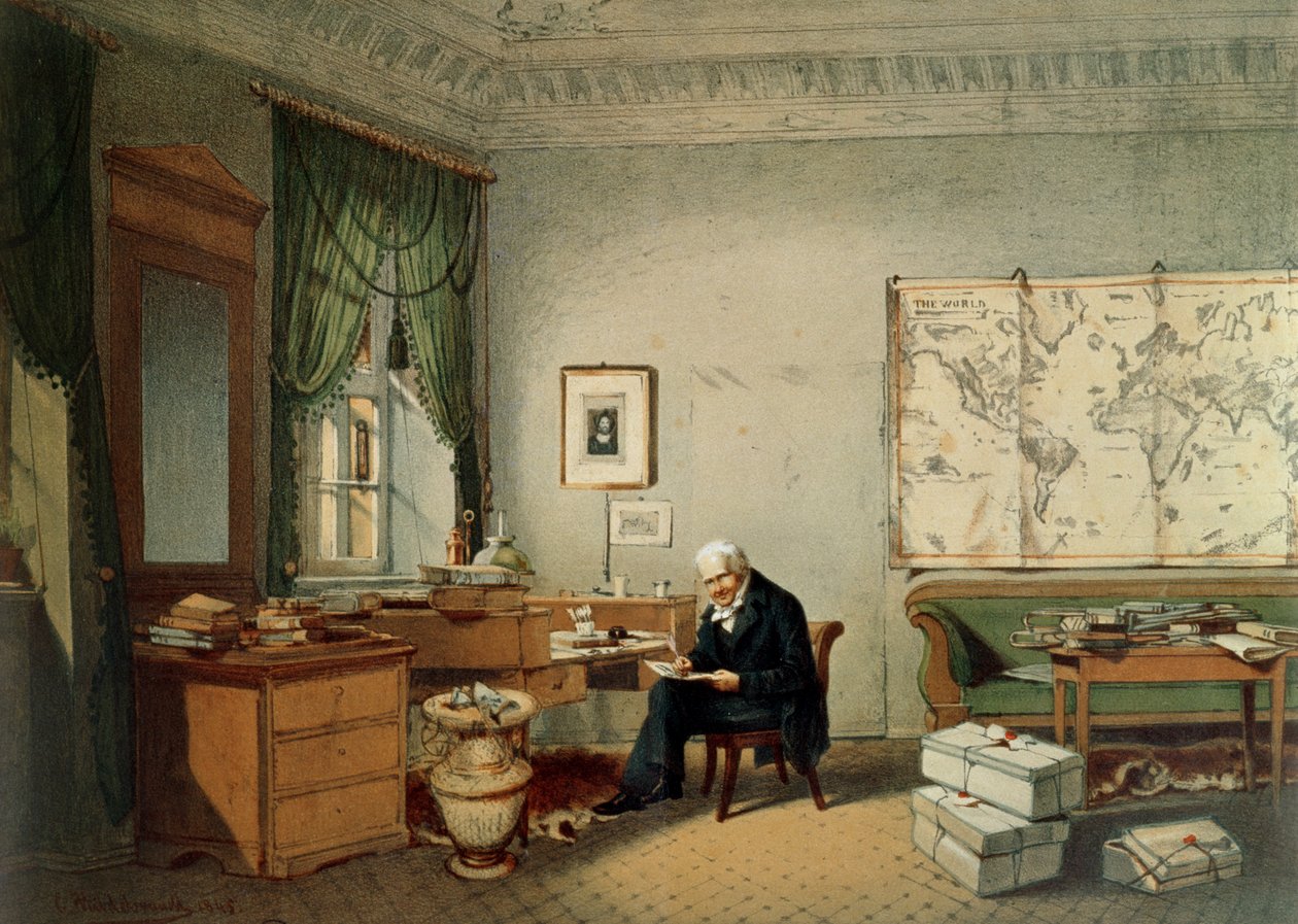 Baron Alexander von Humboldt（1769-1859）在他的研究中 作者 爱德华·希尔德布兰特