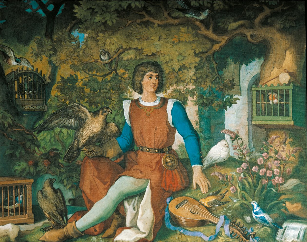 Walther von der Vogelweide的肖像，来自《坦豪斯传奇》（布面油画）。 作者 爱德华·伊勒