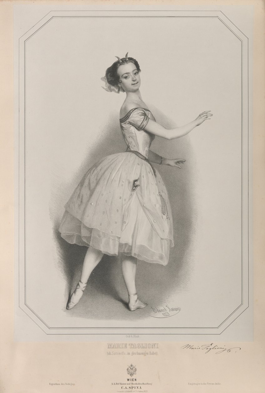 芭蕾舞演员Marie Taglioni 1804-1884年扮演Satanella的肖像，1853年。 作者 爱德华·凯瑟（Eduard Kaiser）