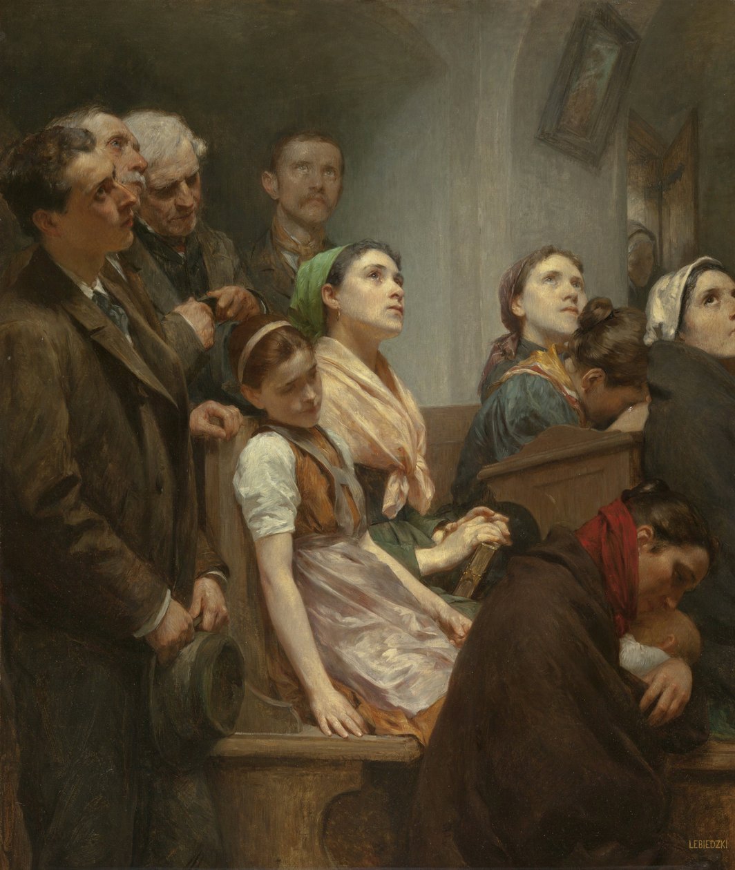 Le sermon - 布道 - Eduard Lebiedzki (1862-1915)。 布面油画 作者 爱德华·莱别兹基
