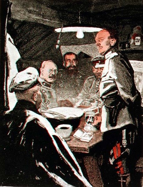新年打卡，来自德国杂志“Simplicissimus”的插图，c.1915（平版印刷） 作者 爱德华·托尼