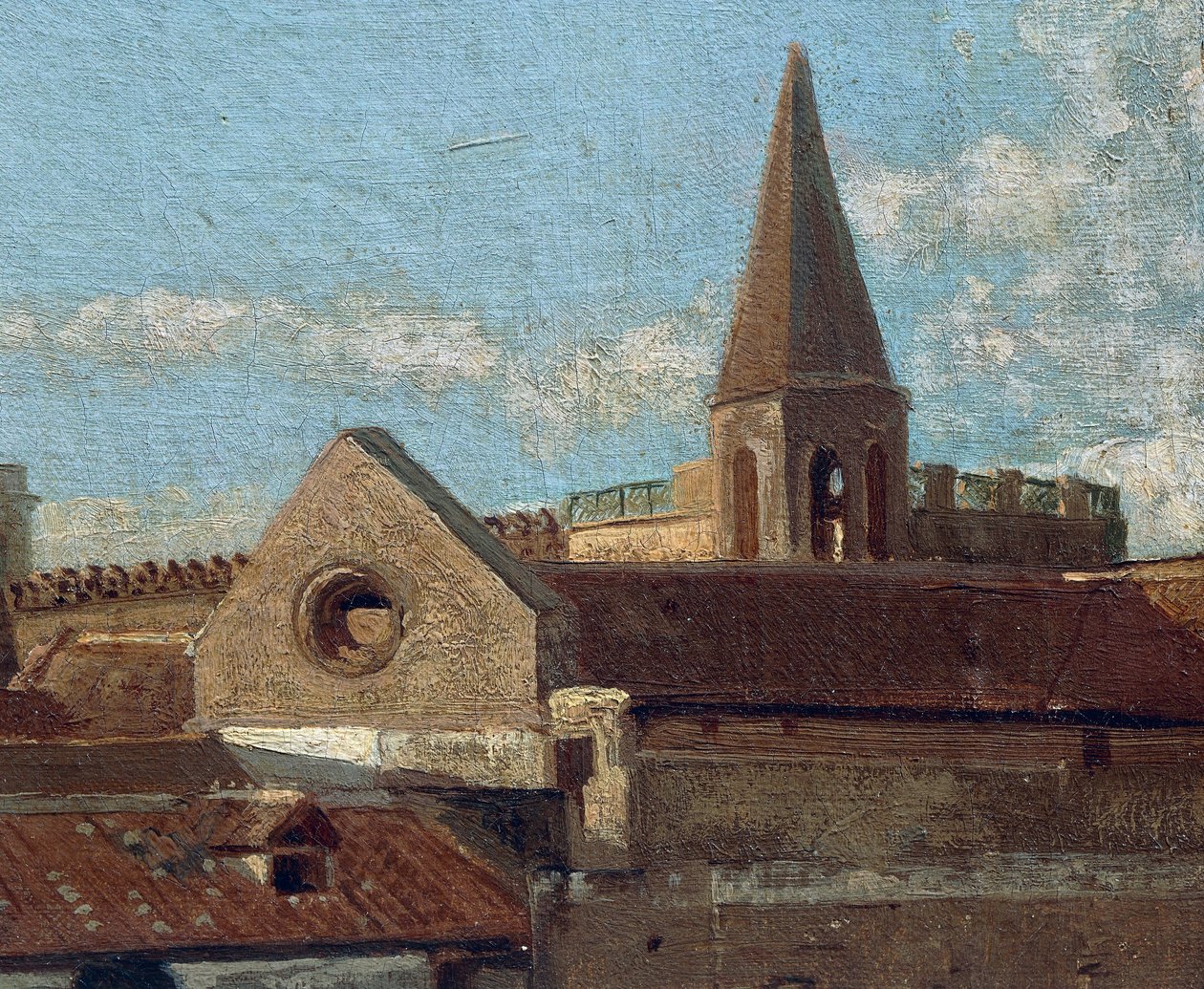 阳台，由Edoardo Dalbono（1841-1915）创作，油画板，45x30厘米。细节。 作者 爱德华多·达波诺