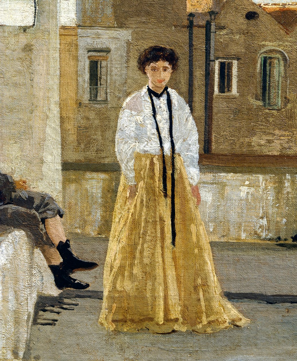 露台，由爱德华多·达尔博诺（Edoardo Dalbono，1841-1915 年）绘制，面板上的油彩，45x30 厘米。 细节。 作者 爱德华多·达波诺