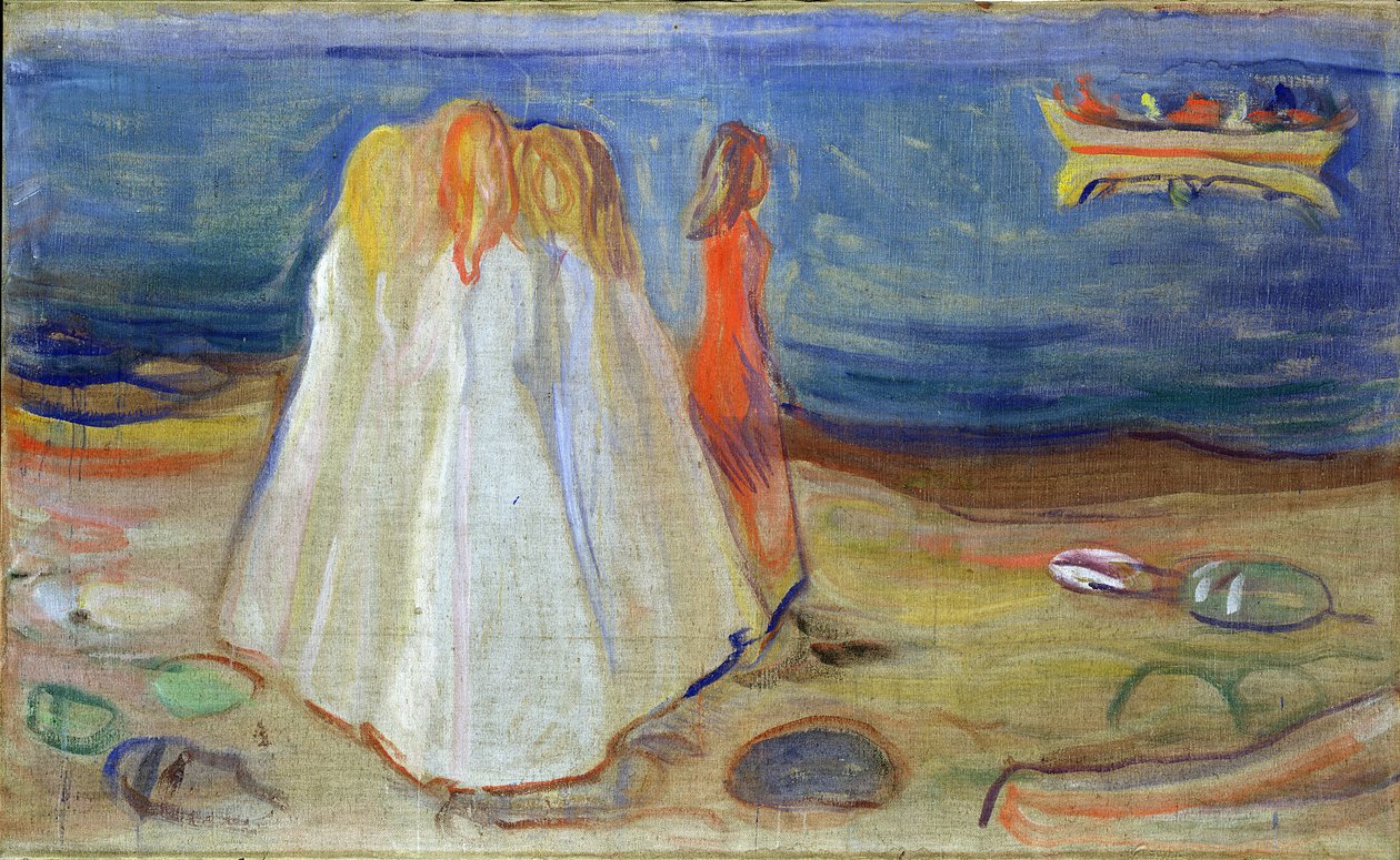 海边的女孩，1906年（画布上的蛋彩画） 作者 爱德华·蒙克