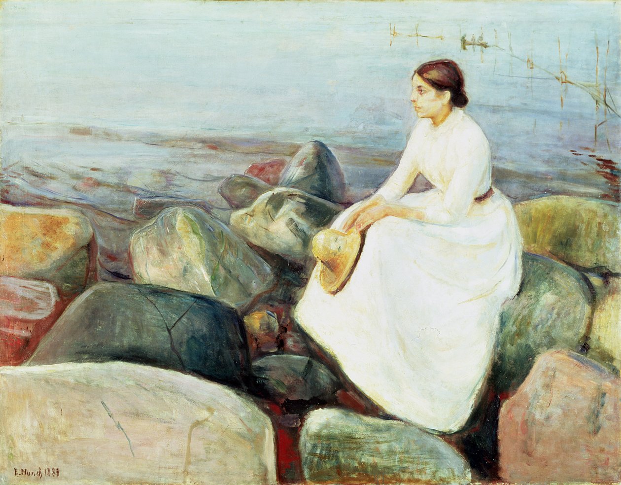 Inger on the Beach，或Evening（夏日海边，1889年） 作者 爱德华·蒙克