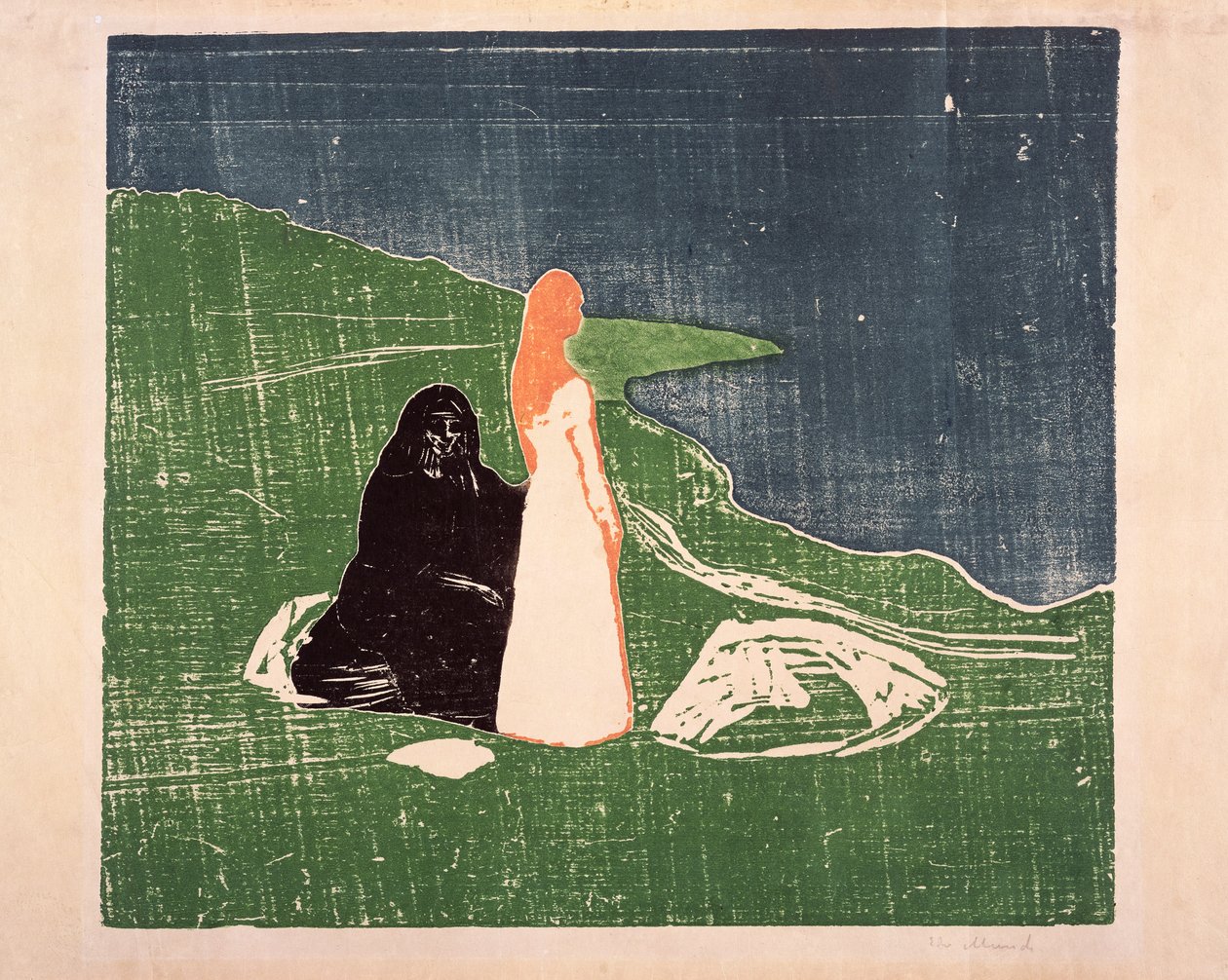 两名女子在岸上，1898年 作者 爱德华·蒙克