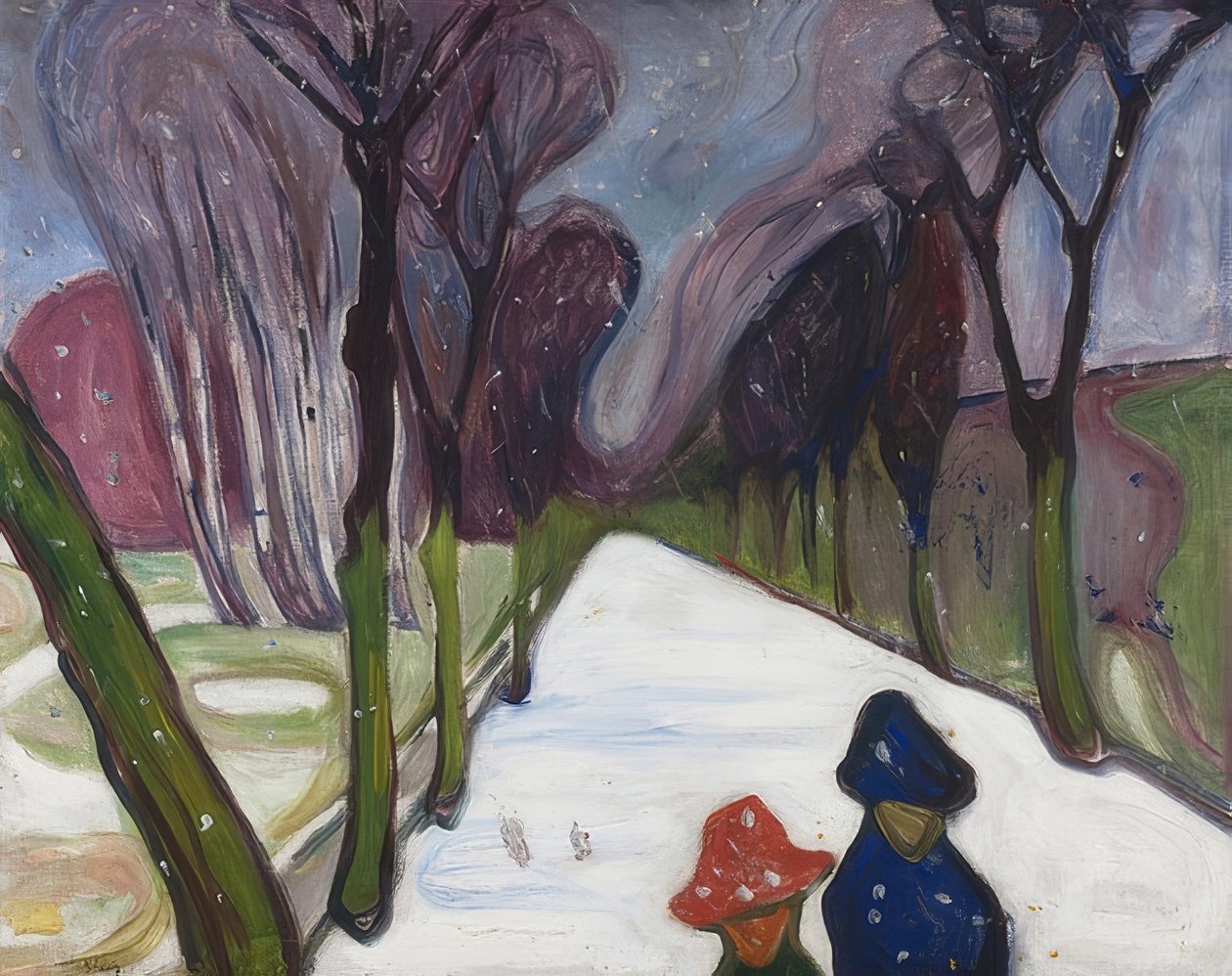 胡同在雪地里。 1906年 作者 爱德华·蒙克