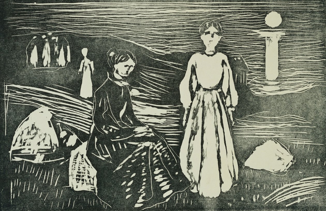夏日之夜在海边的女性（SSH。339） 作者 爱德华·蒙克