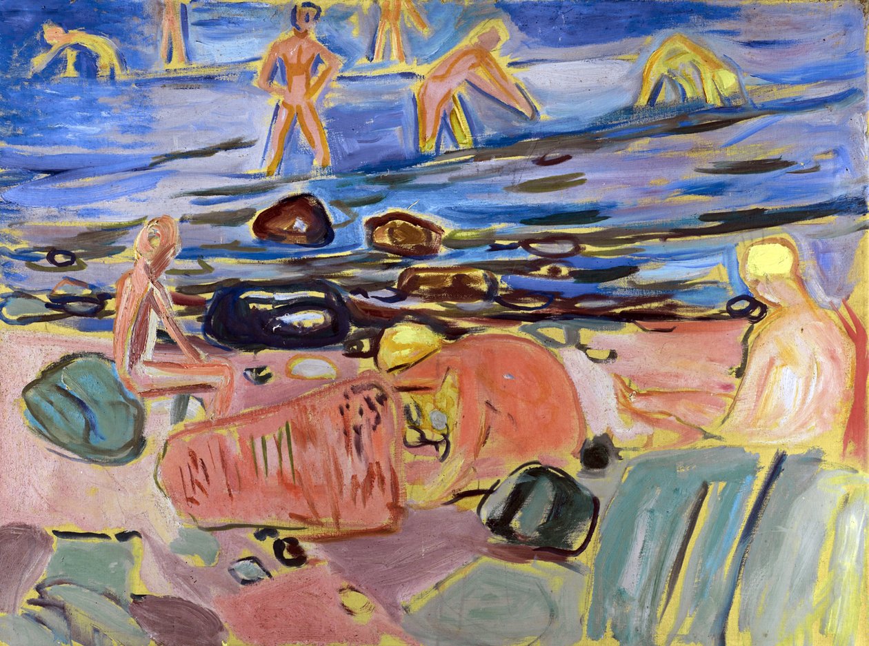 Garcons se baignant - Boys bathing par Munch, Edvard (1863-1944).布面油画，尺寸：68x90 作者 爱德华·蒙克