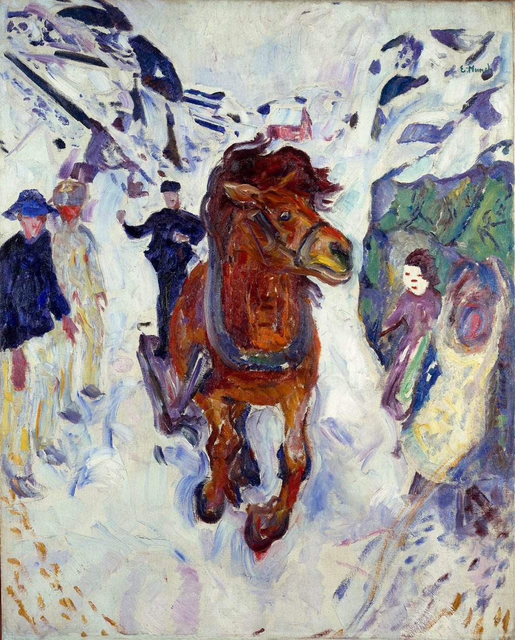 Edvard Munch (1863-1944) 1910-1912 年画的《马驰骋》 148x119.5 厘米奥斯陆市立艺术收藏蒙克博物馆 (Musee Munch) 作者 爱德华·蒙克