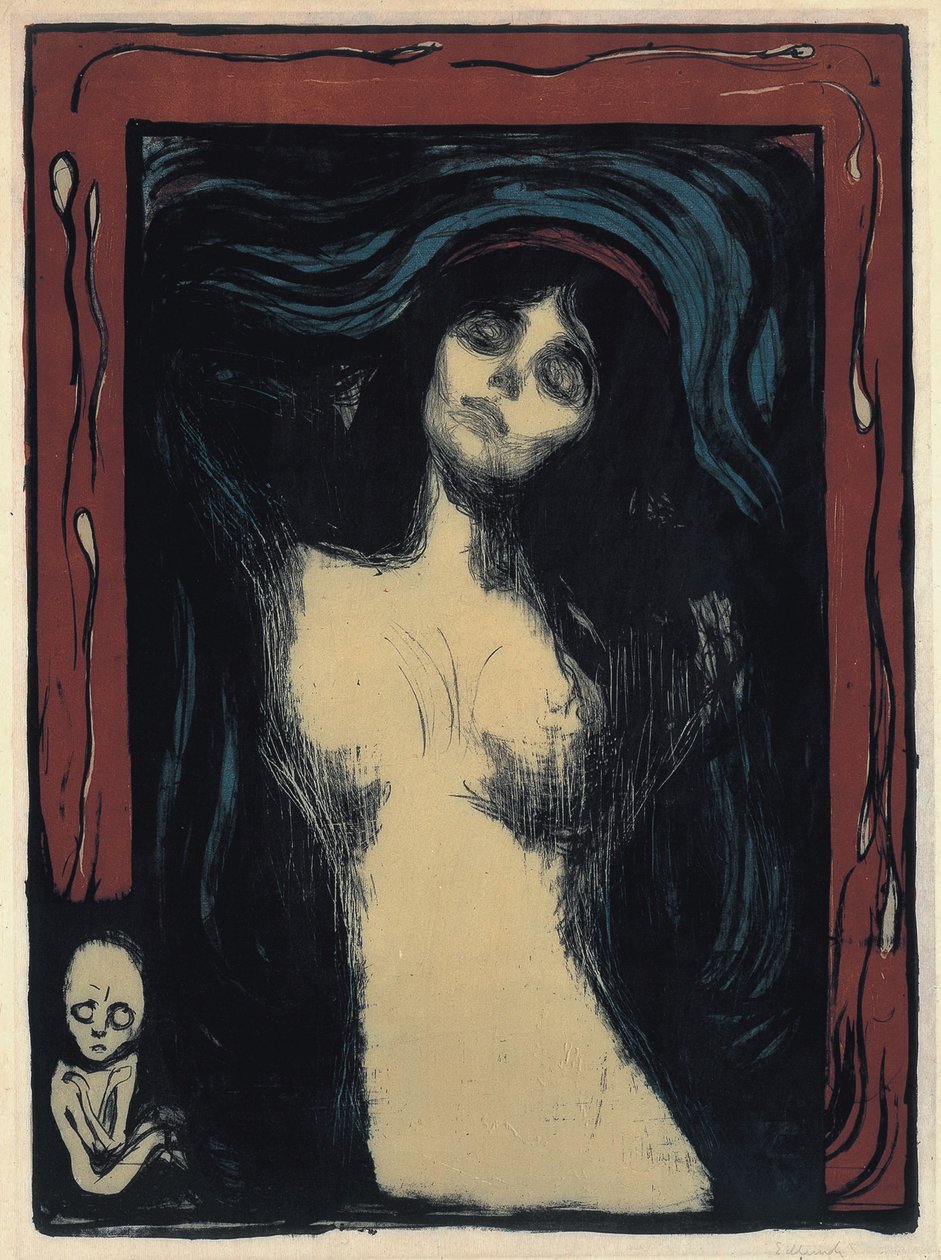 麦当娜慈爱的女人，1895-1900年 作者 爱德华·蒙克