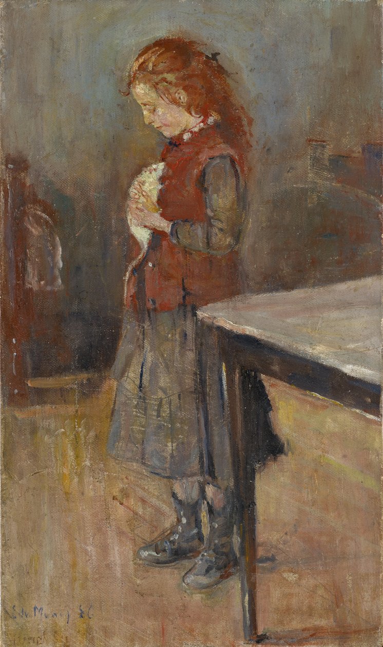 红头发的女孩与白鼠，1886年 作者 爱德华·蒙克