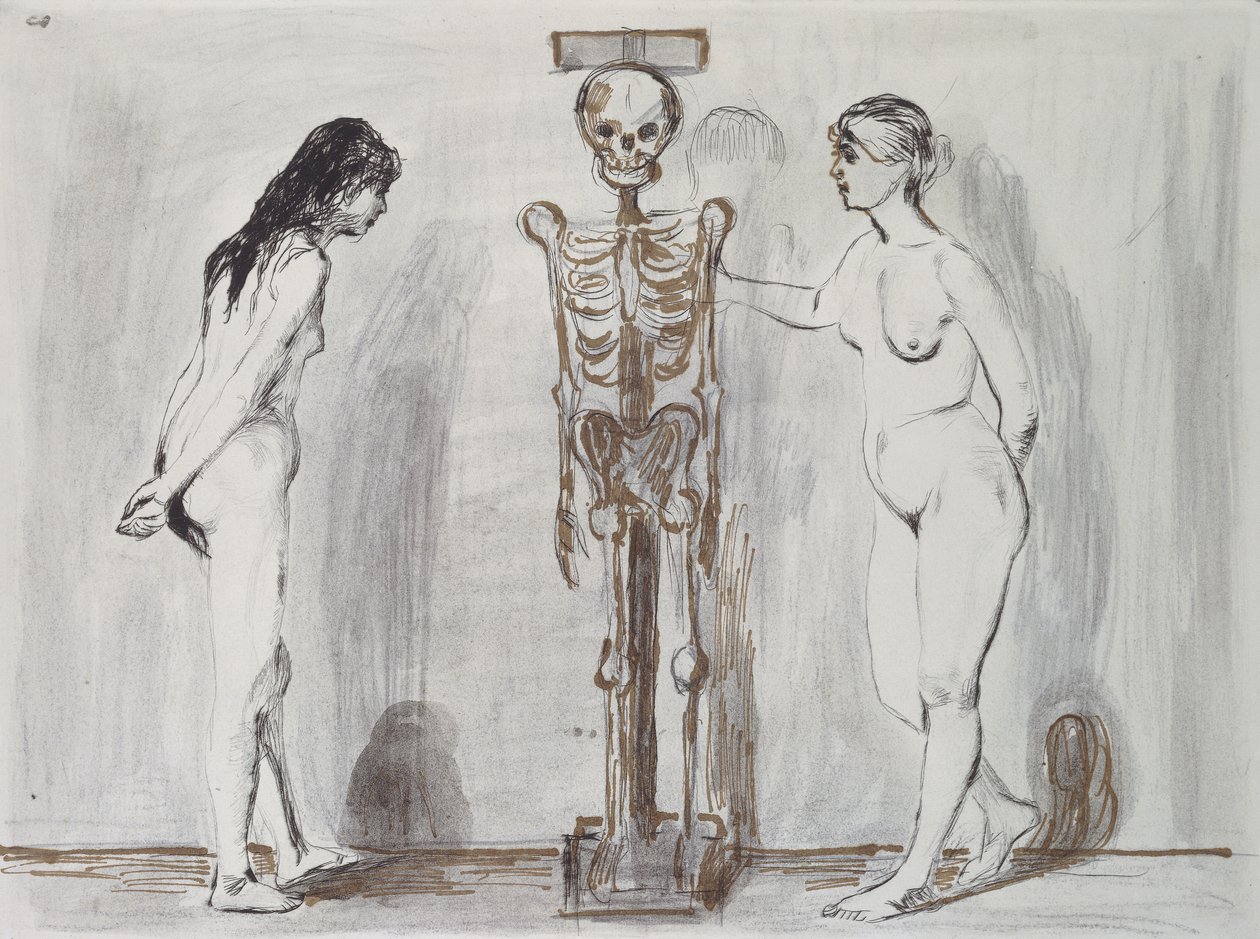 《两个女孩和骨骼》（生与死）；两个女孩和骨骼（生与死） 作者 爱德华·蒙克