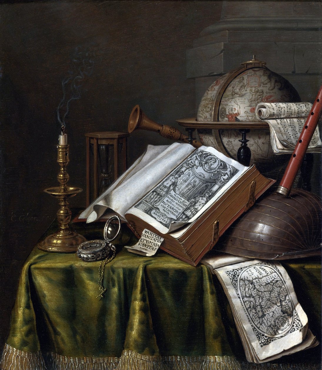 Vanitas静物，Edwaert Collier (1642-1708), - 木板油画，29x25.1 - 私人收藏 作者 Edwaert Colyer或Collier