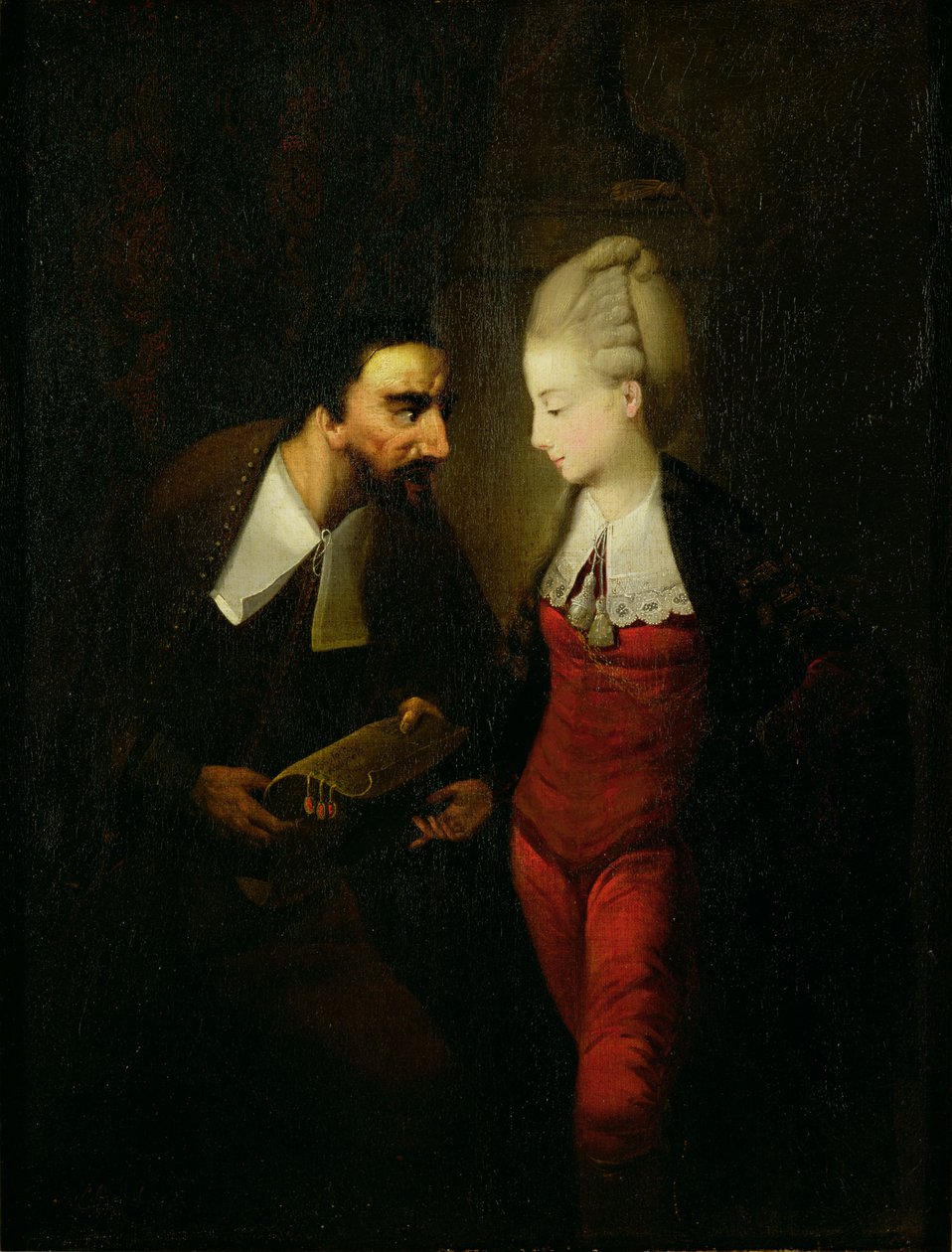 来自“威尼斯商人”法案IV的Portia和Shylock，场景i，c.1778 作者 爱德华·阿尔考克