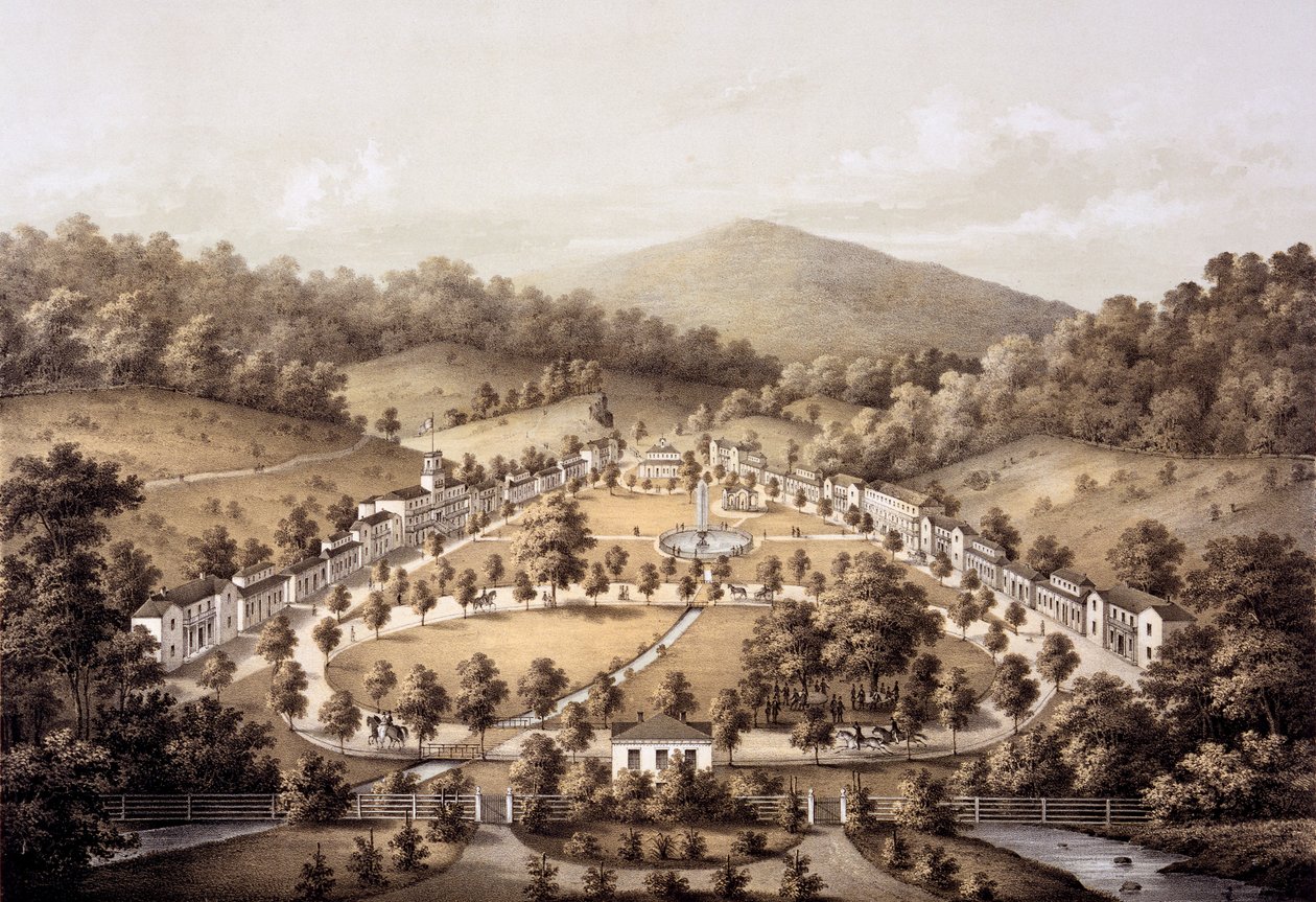 白色硫磺泉，蒙哥马利县，来自&39;弗吉尼亚州专辑&39;，1858年 作者 爱德华·拜尔