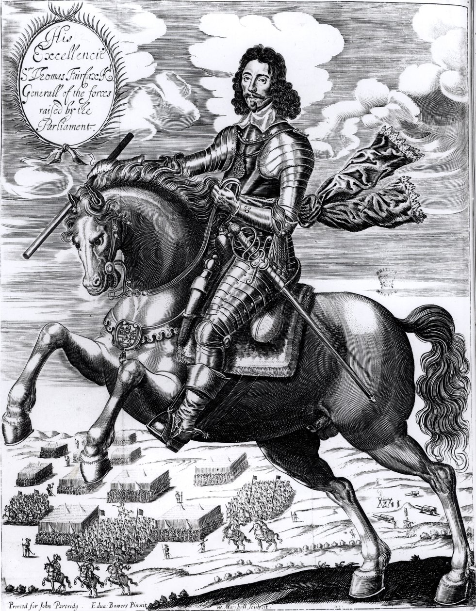 托马斯·费尔法克斯爵士（1617-71）阁下的马术肖像，由威廉·马歇尔雕刻（第1617-49页） 作者 爱德华·鲍尔