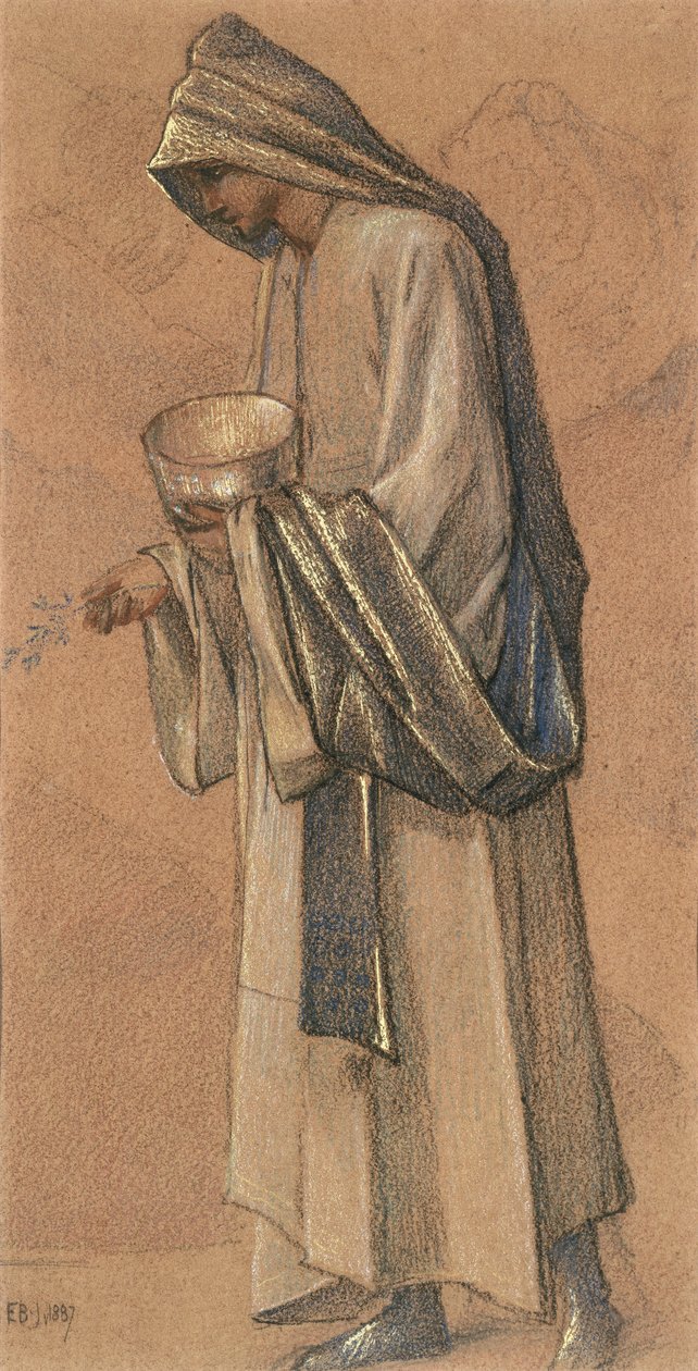 1887年巴尔萨扎国王（彩色粉笔和金色） 作者 爱德华·伯恩·琼斯