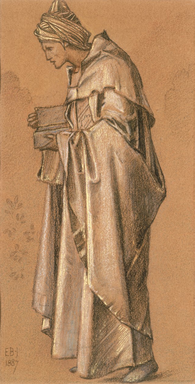 卡斯帕国王，1887年（彩色粉笔和金色） 作者 爱德华·伯恩·琼斯