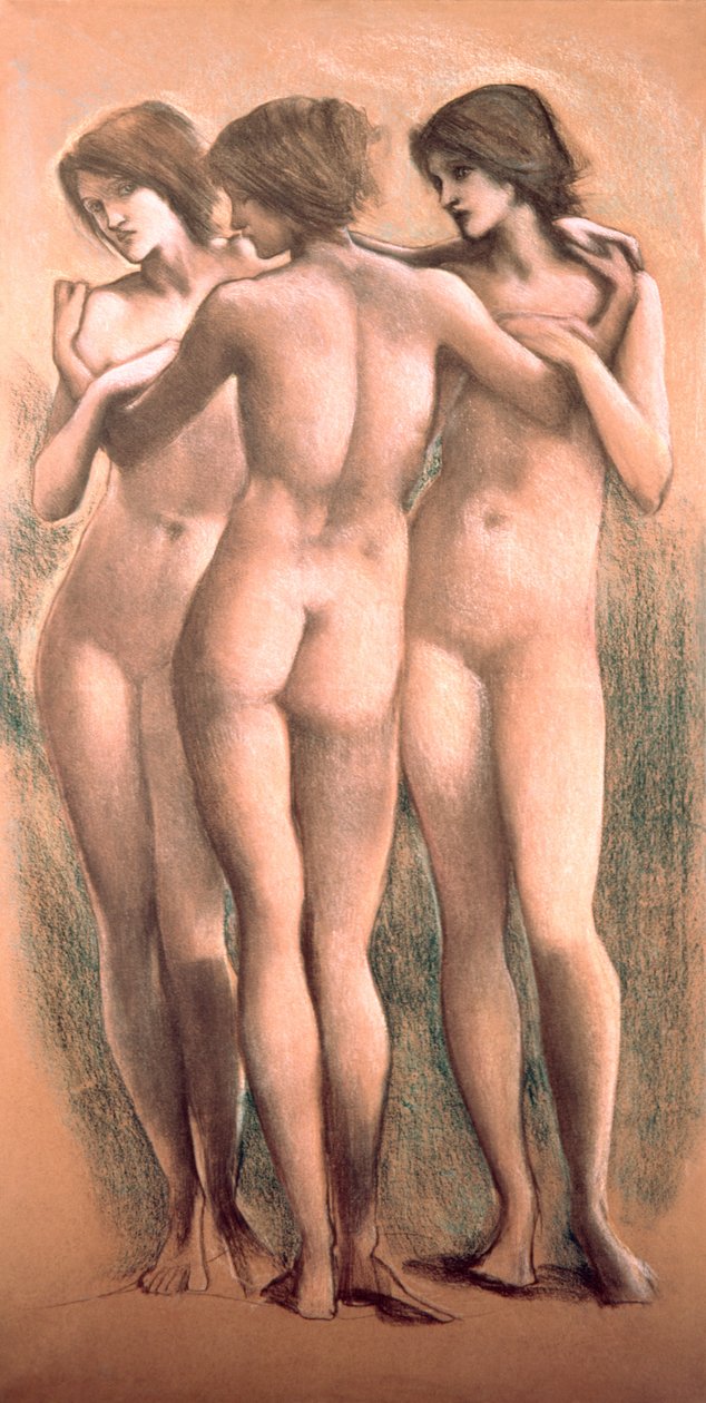 获得三个奖，c.1885，（粉彩） 作者 爱德华·伯恩·琼斯