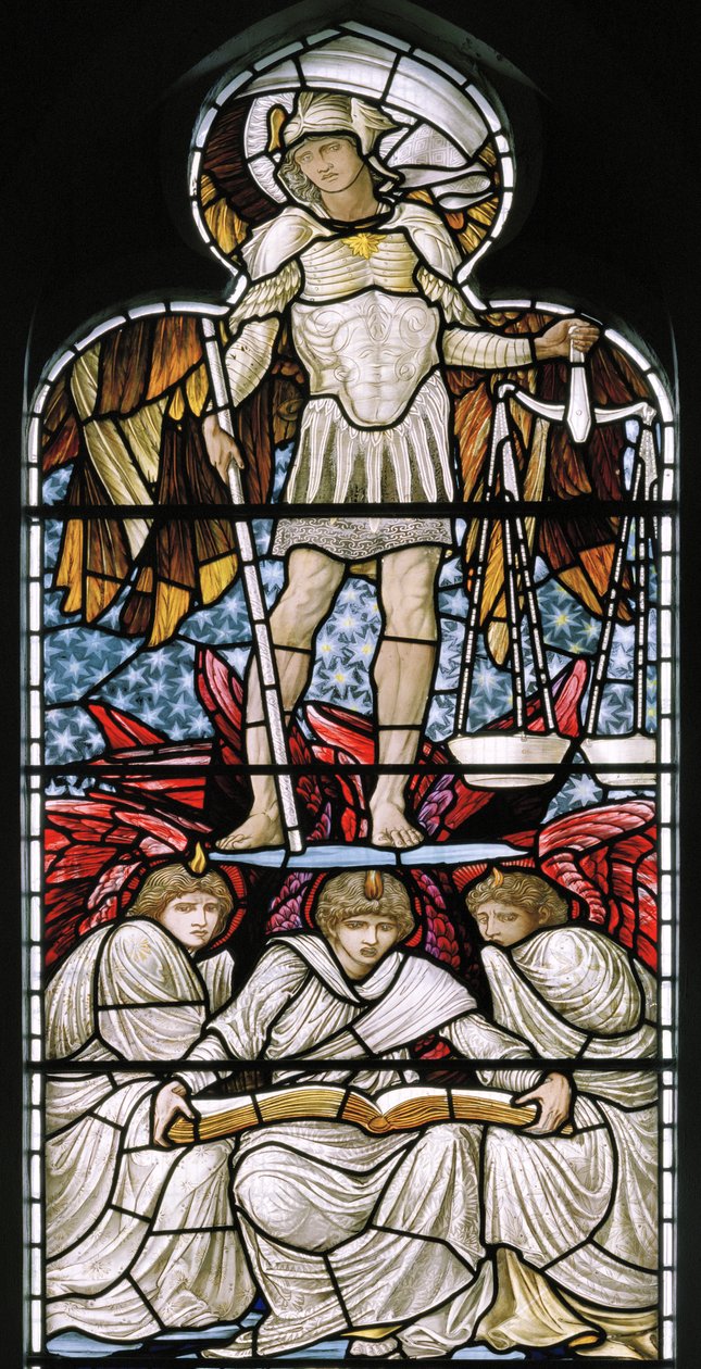 St Michael Weighing Souls，The Last Judgment detail，1876 作者 爱德华·伯恩·琼斯