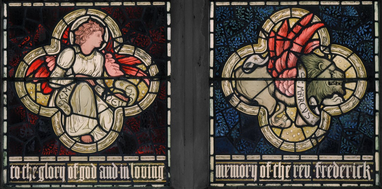 Birmingham，Acocks Green，St Mary The Virgin，Morris＆Co.，Edward Burne-Jones，John Henry Dearle（1859-1932），福音传教士的象征，St Matthew＆St Mark，1895 作者 爱德华·科利和迪尔·伯恩·琼斯