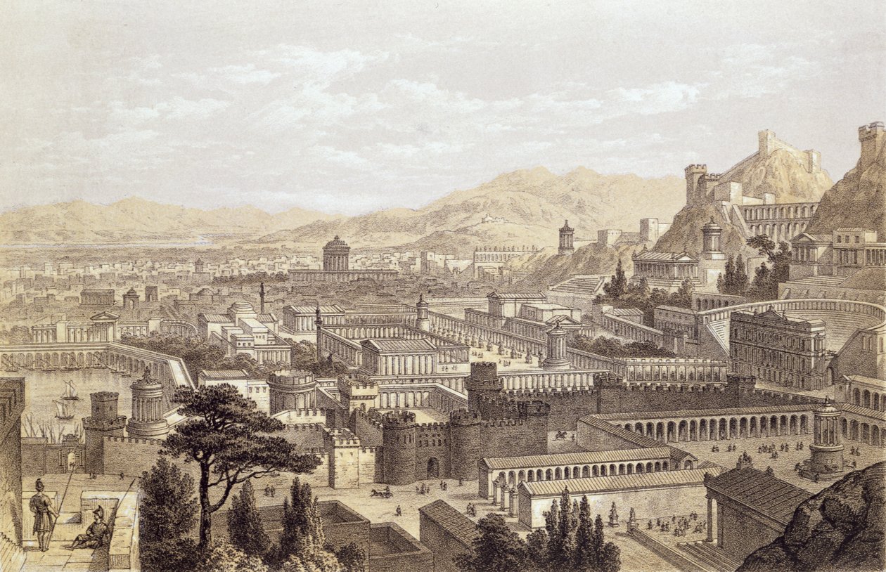来自Mount Coressus的以弗所城，由T. Picken刻，1859年 作者 爱德华·福尔克纳