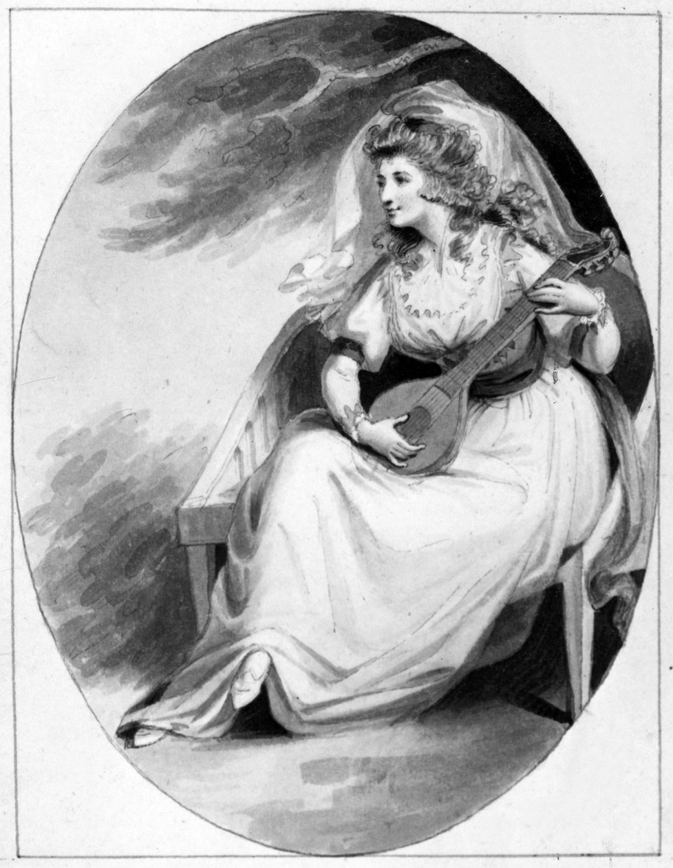 伊丽莎白·法伦（Elizabeth Farren）饰演奥利维亚（Olivia），1785年（笔，墨水和纸上洗） 作者 爱德华·弗朗西斯·伯尼