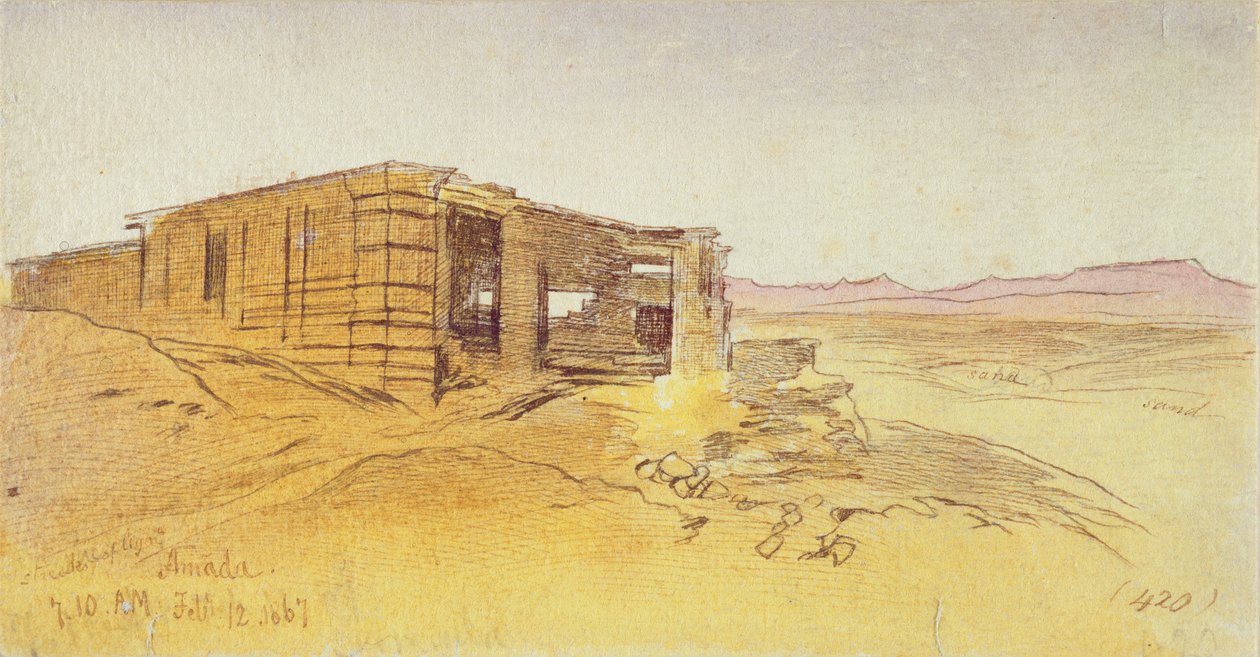 Amada，1867年2月12日上午7点10分，1867年（笔和棕色墨水与石墨上的wc） 作者 爱德华·李尔