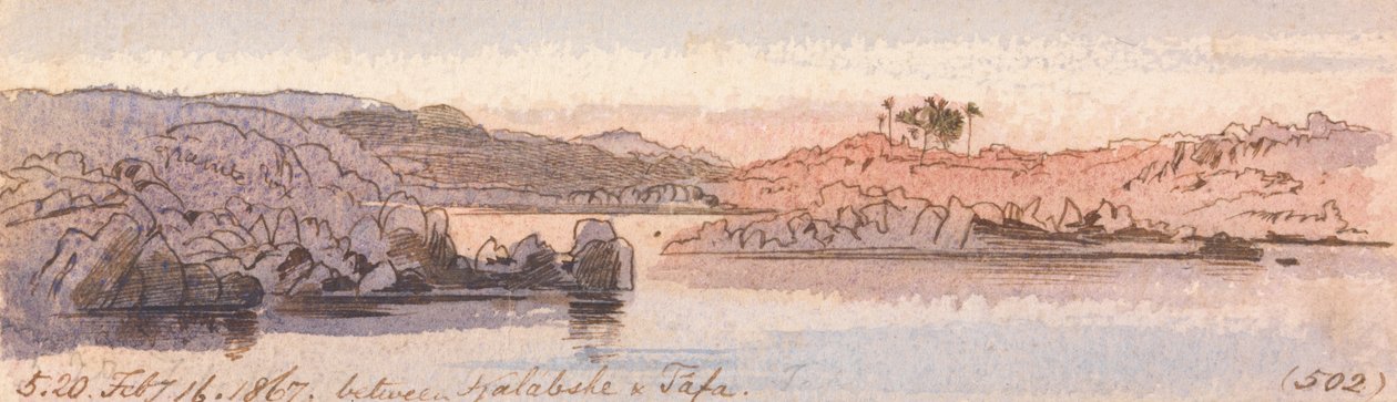在Kalabshee和Tafa之间，1867年2月16日下午5点至20点（502） 作者 爱德华·李尔