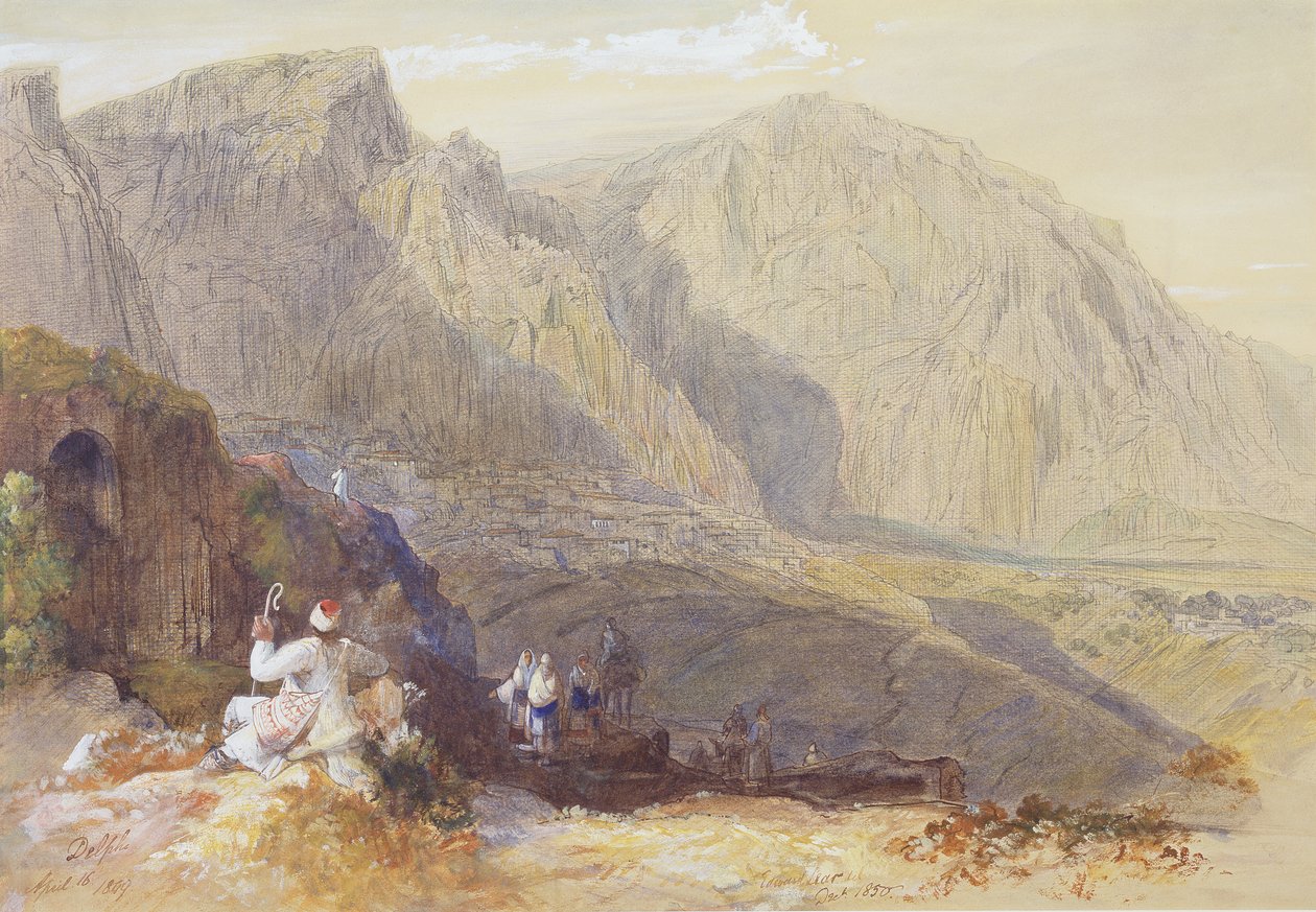 德尔福，c.1849 作者 爱德华·李尔