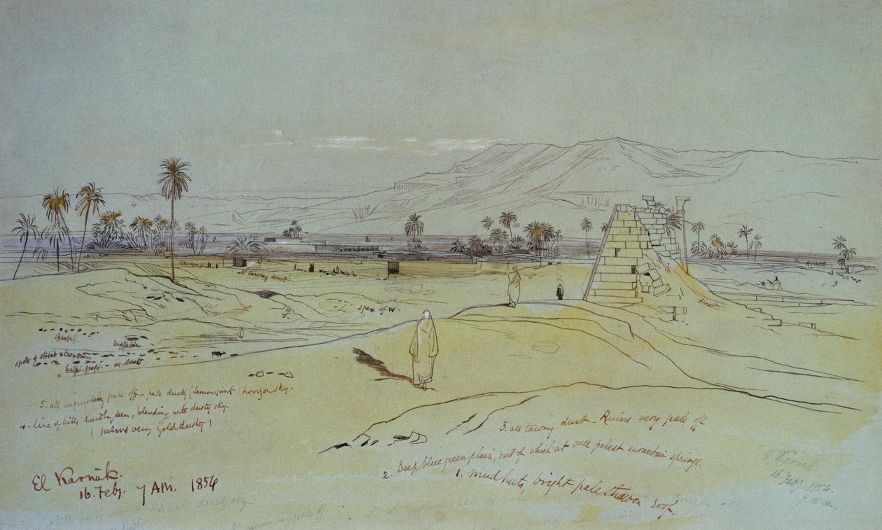 El Karnak，1854年（笔，墨水和厕所） 作者 爱德华·李尔