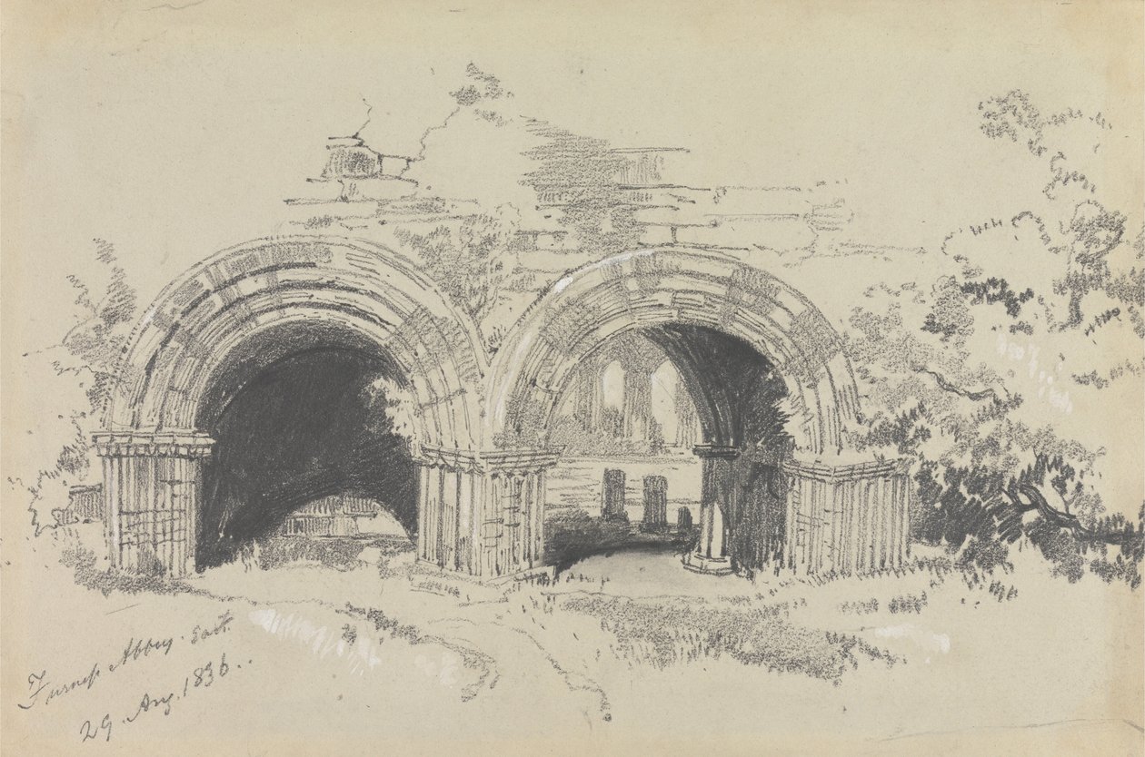 Furness Abbey East，1836年8月29日 作者 爱德华·李尔