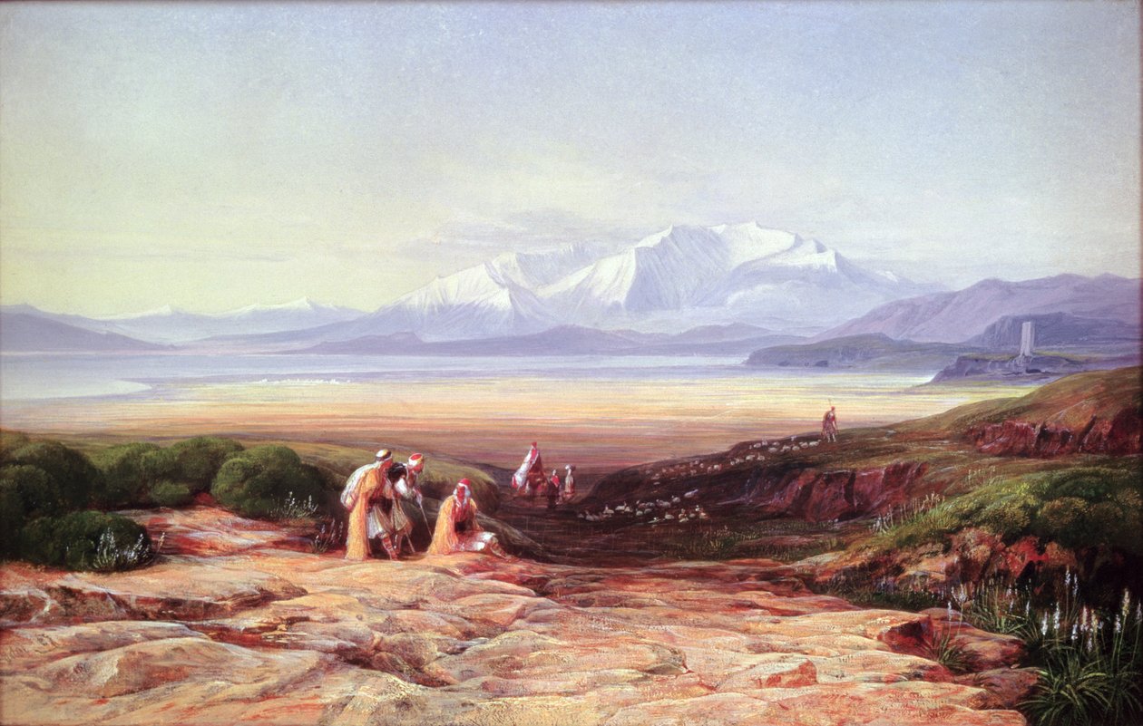 Mount Parnassus，Cephissus湖和Boetia平原，希腊，1860年 作者 爱德华·李尔