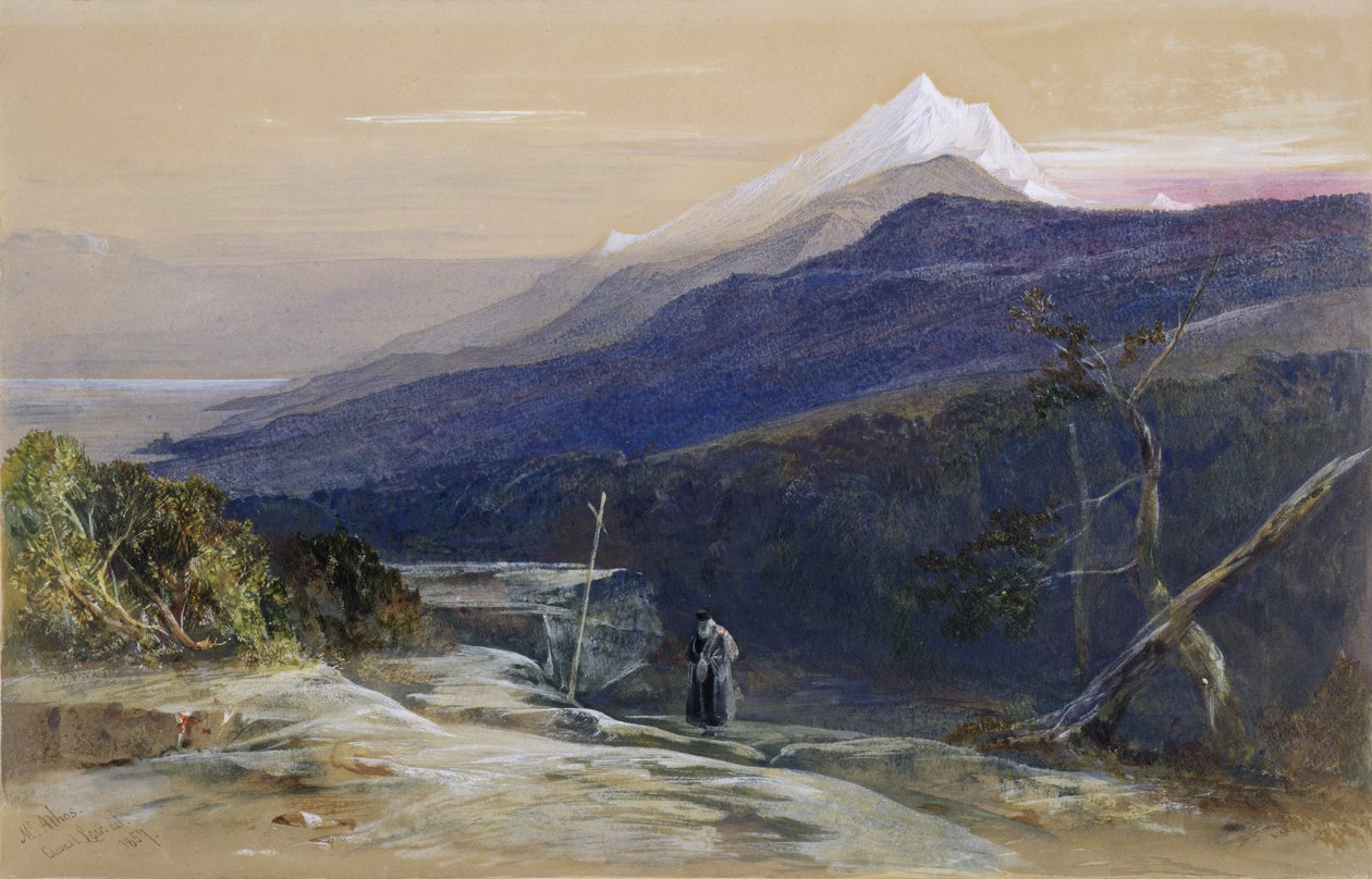 No.0950阿索斯山，1857年（wc，水粉和粉笔） 作者 爱德华·李尔