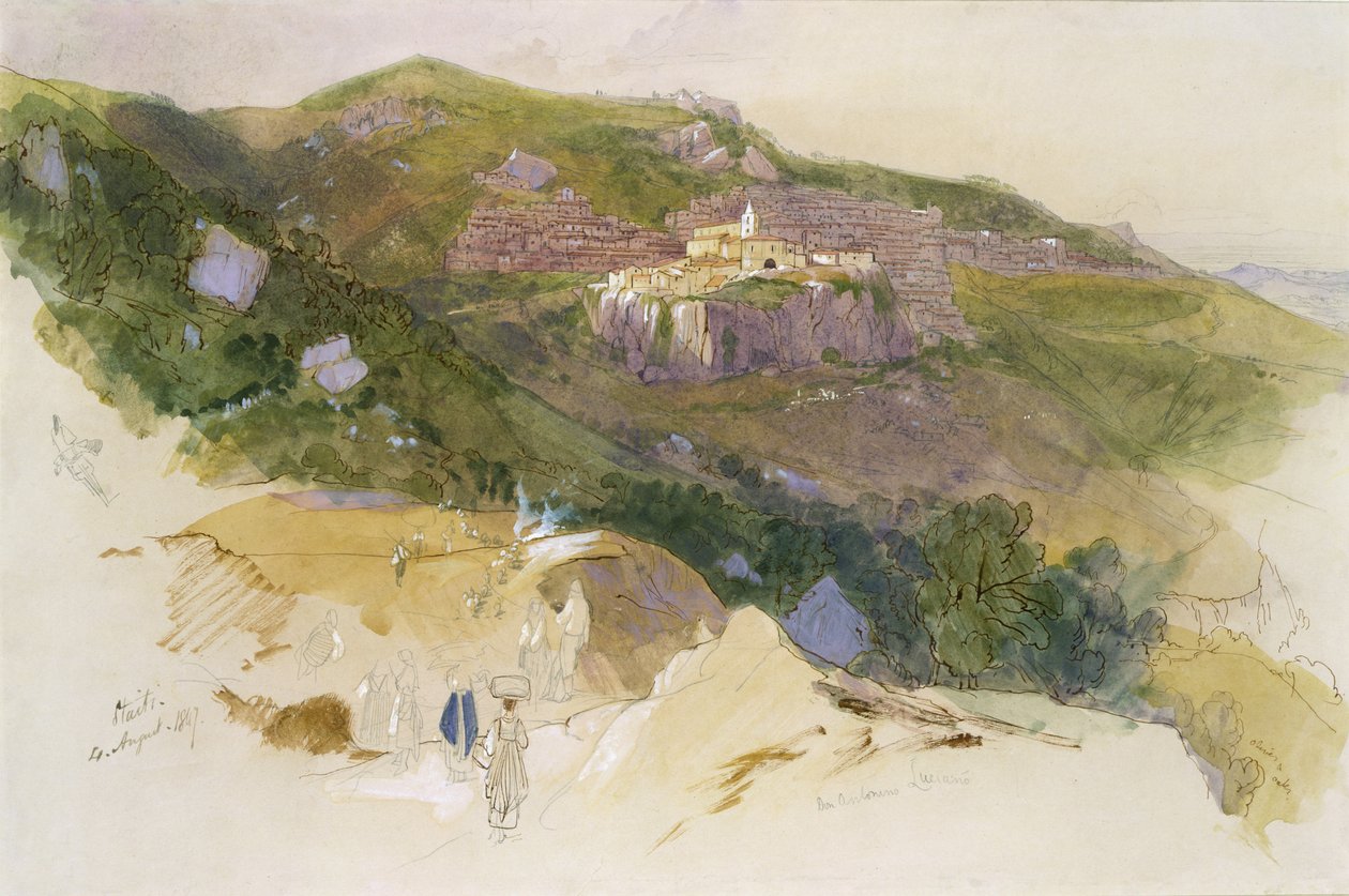 Staiti，西西里岛，1847年 作者 爱德华·李尔