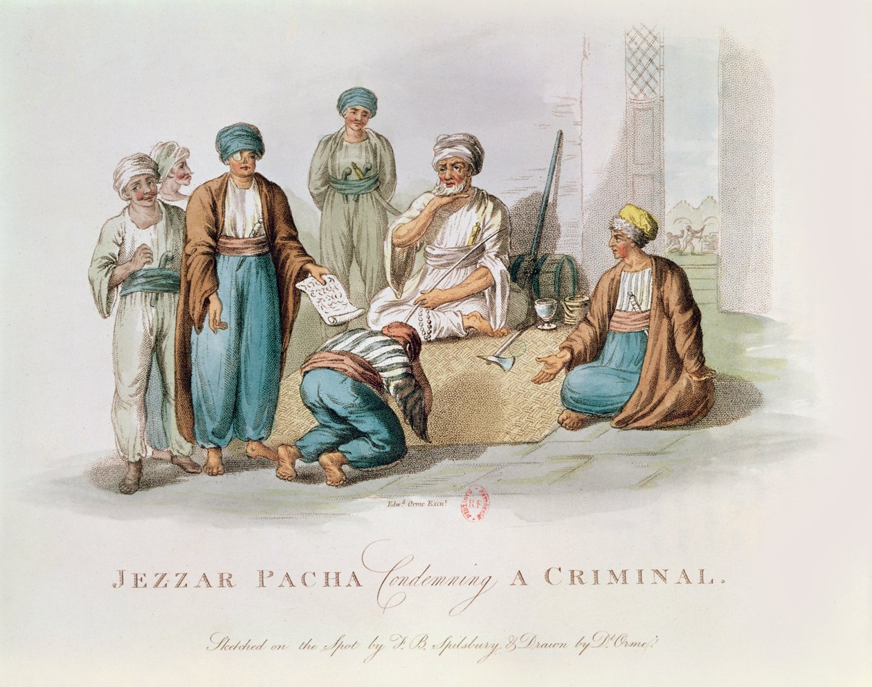 Jezzar Pacha c.1720-1804谴责犯罪彩色版画 作者 爱德华·奥姆