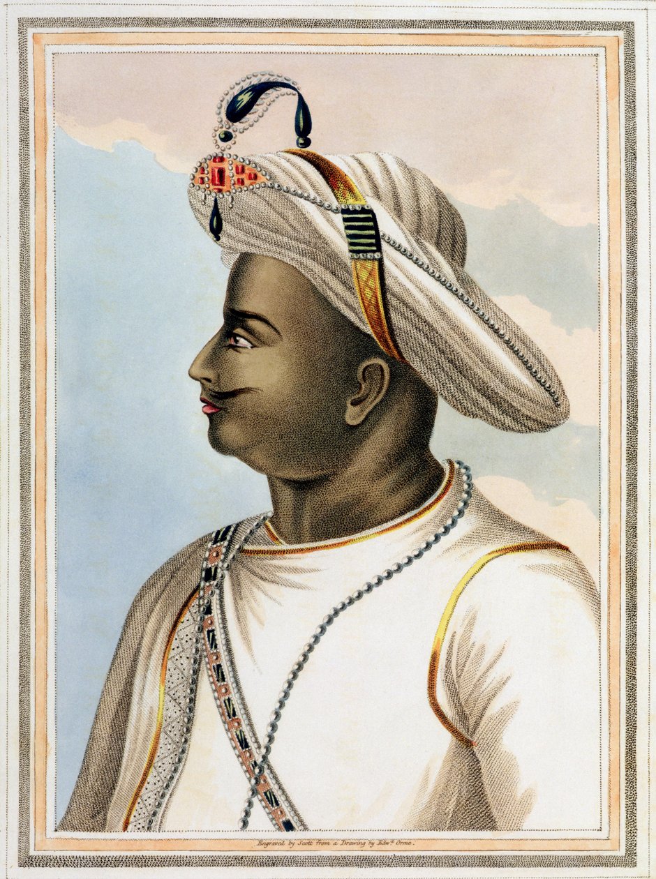 Tippoo Sultan（1749-99）板块，来自迈索尔王国风景如画，由Edmund Scott（1758-1810）1805刻 作者 爱德华·奥姆