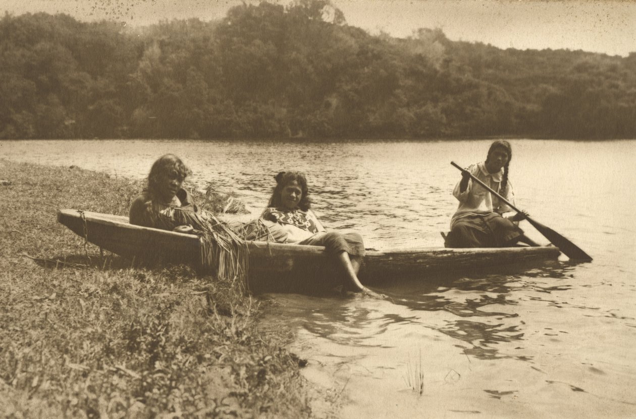 Waka，Lake Rotoiti，c.1915（银色明胶印刷品） 作者 爱德华·佩顿