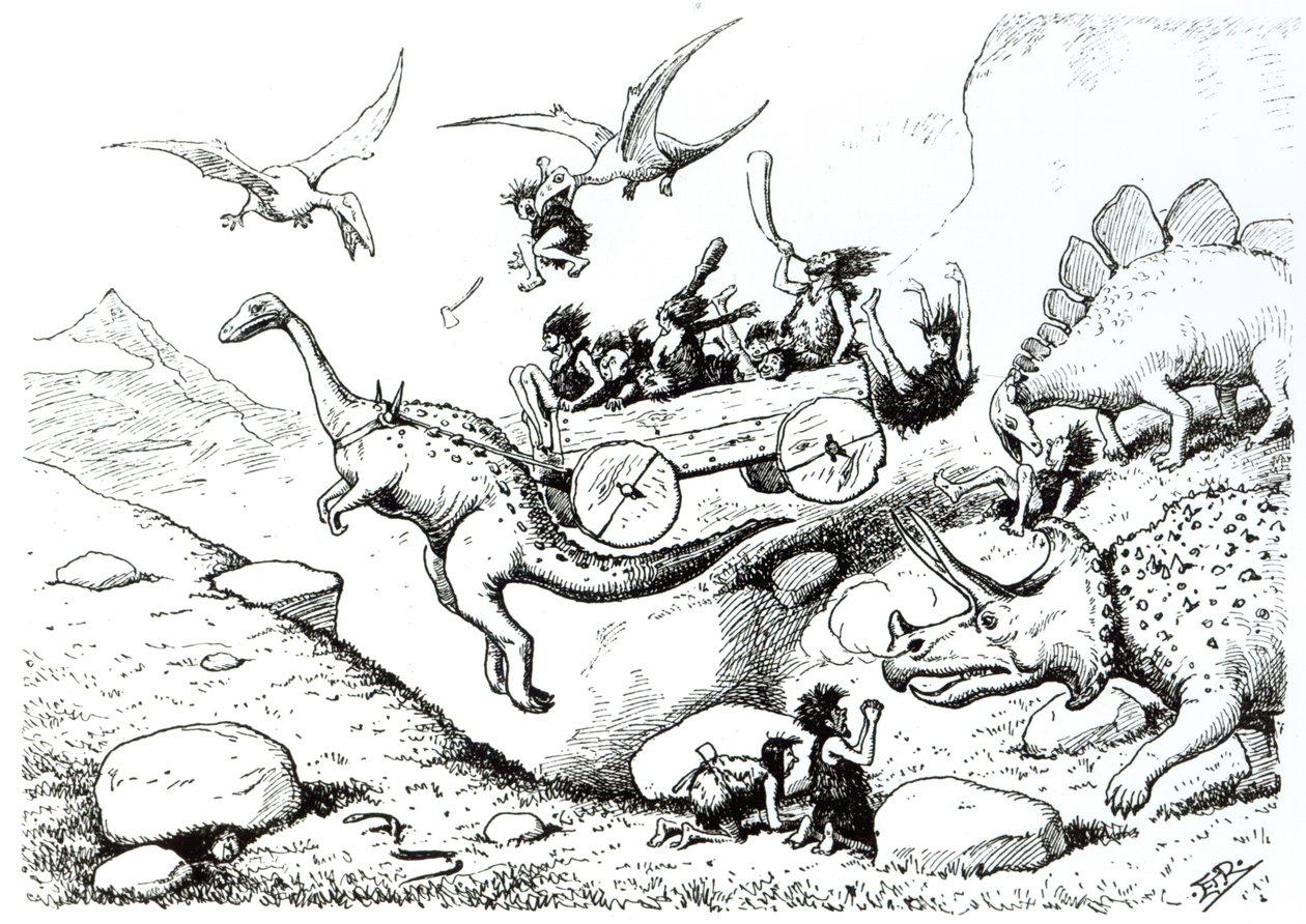 史前偷看，1894年（钢笔和墨水） 作者 爱德华·坦尼森·里德
