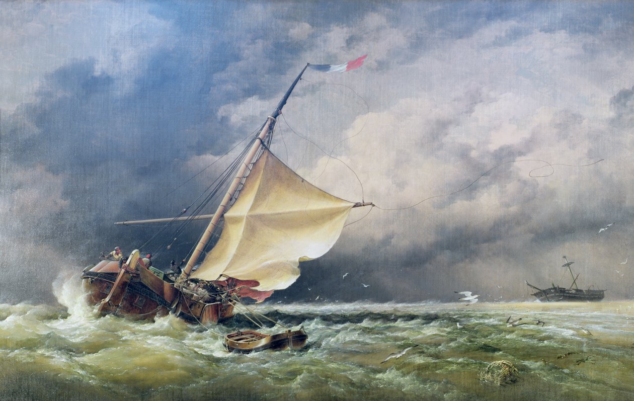 1865年暴风雪后，荷兰人Beurtman在泰尔斯海灵岛或北海搁浅 作者 爱德华·威廉·库克