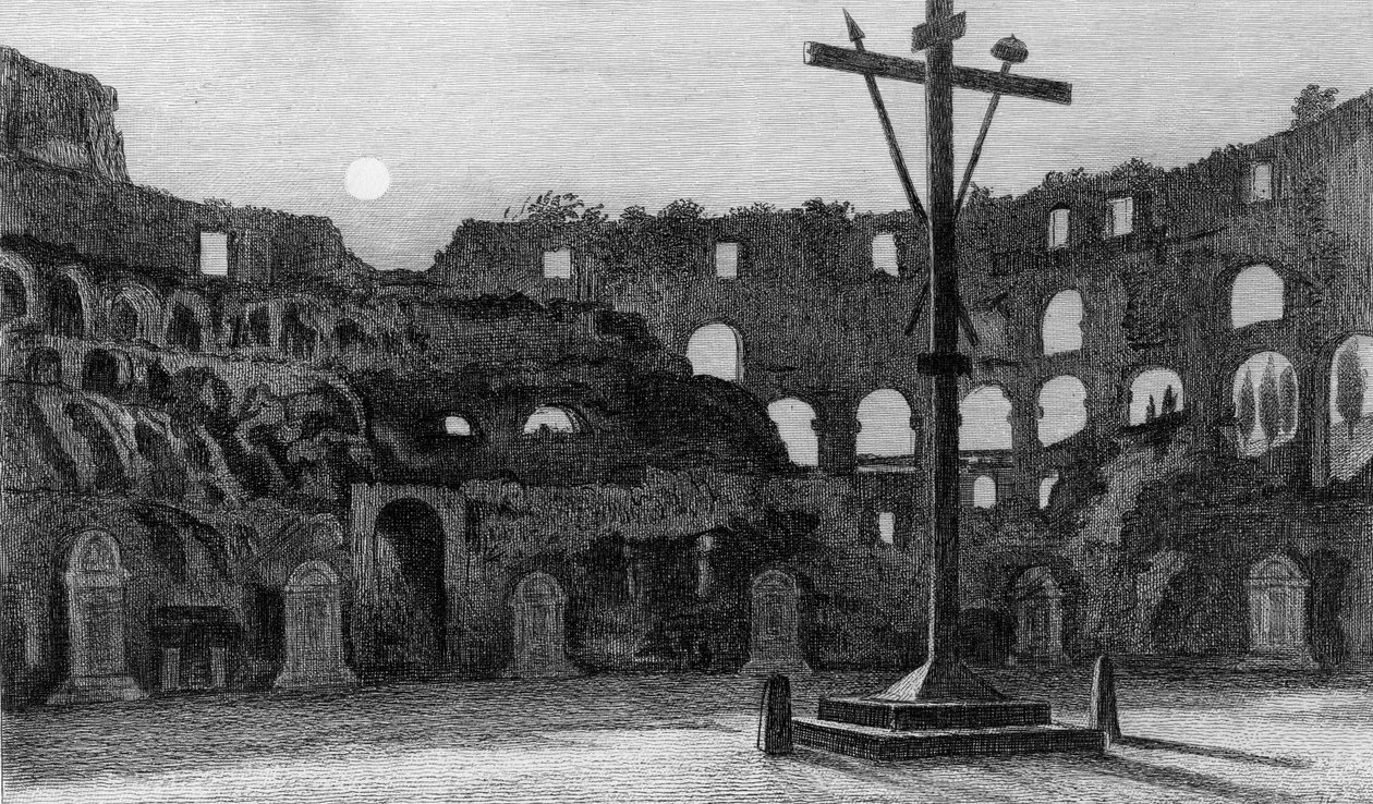 月光下的Colisseum，由Charles George Lewis雕刻 作者 爱德华·威廉·库克