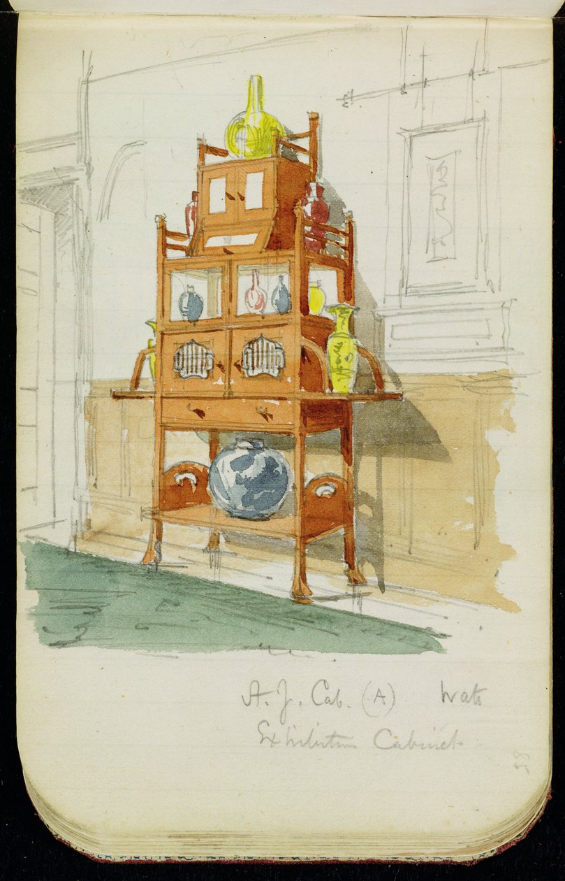 展览柜，1860年代至70年代（wc和铅笔在纸上） 作者 爱德华·威廉·戈德温