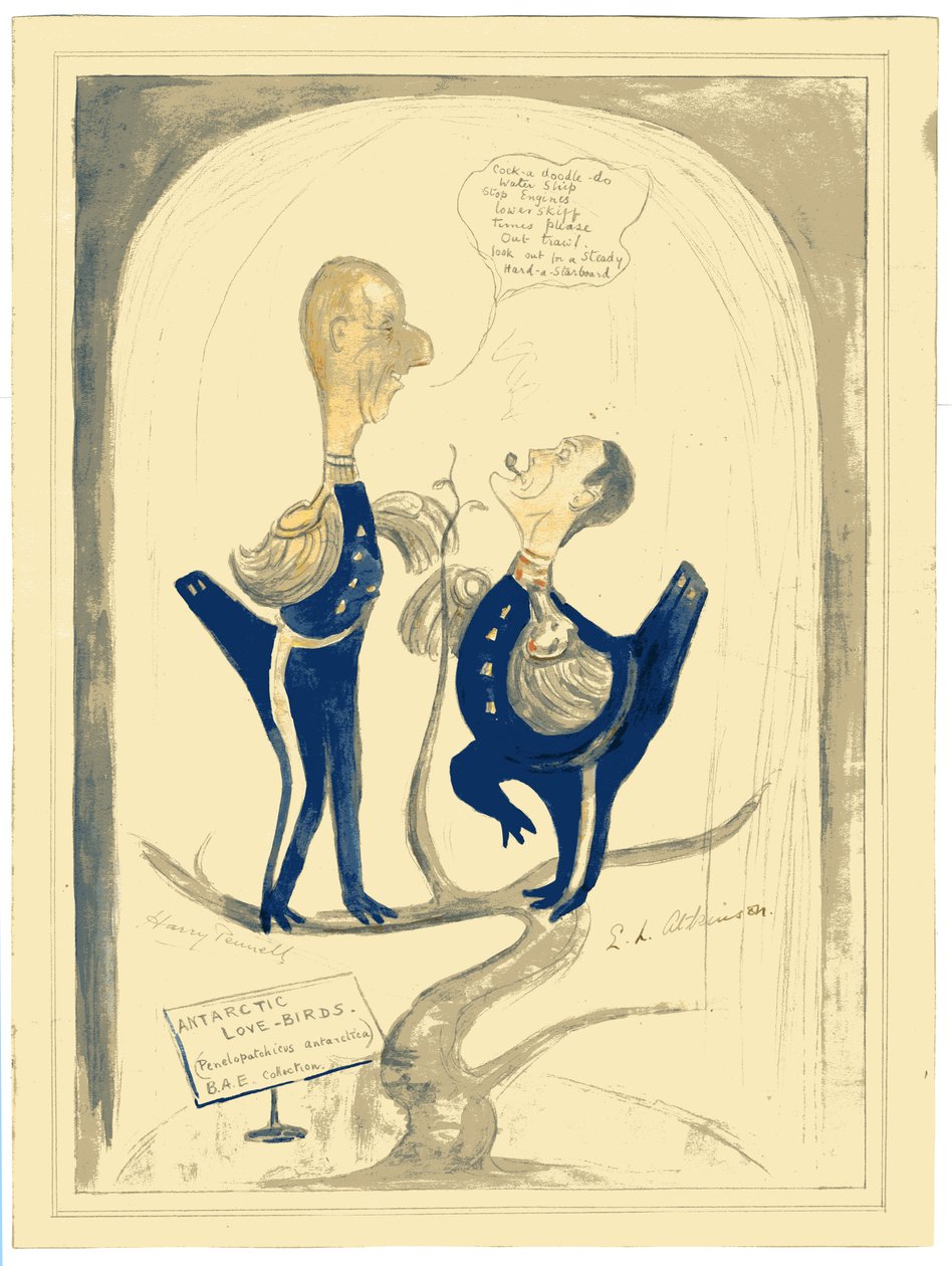 Harry Pennell和ELA Atkinson博士，1910-12（wc和铅笔在纸上） 作者 爱德华·阿德里安·威尔逊