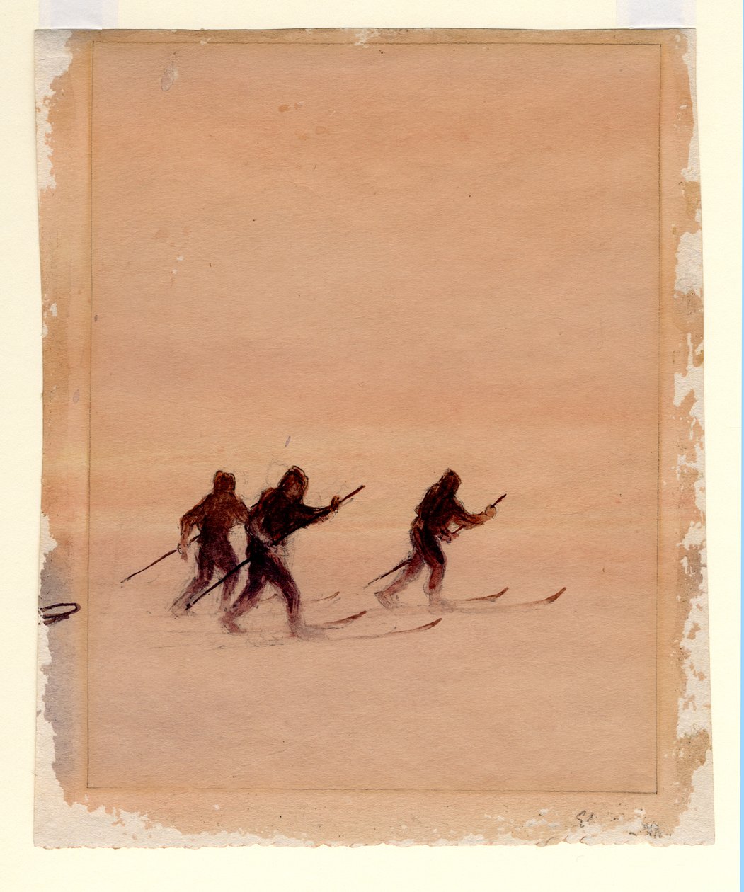 滑雪板上的男人，1901-04（纸上写着） 作者 爱德华·阿德里安·威尔逊