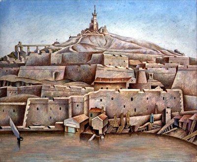 马赛，c.1926（面板上的蛋彩画） 作者 爱德华·亚历山大·沃兹沃斯