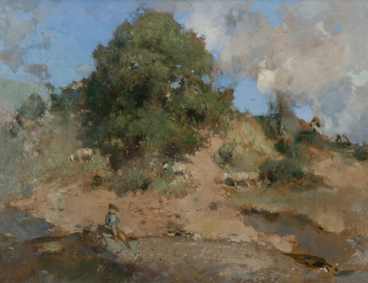 霍索恩银行，约1910年（布面油画） 作者 爱德华·亚瑟·沃尔顿