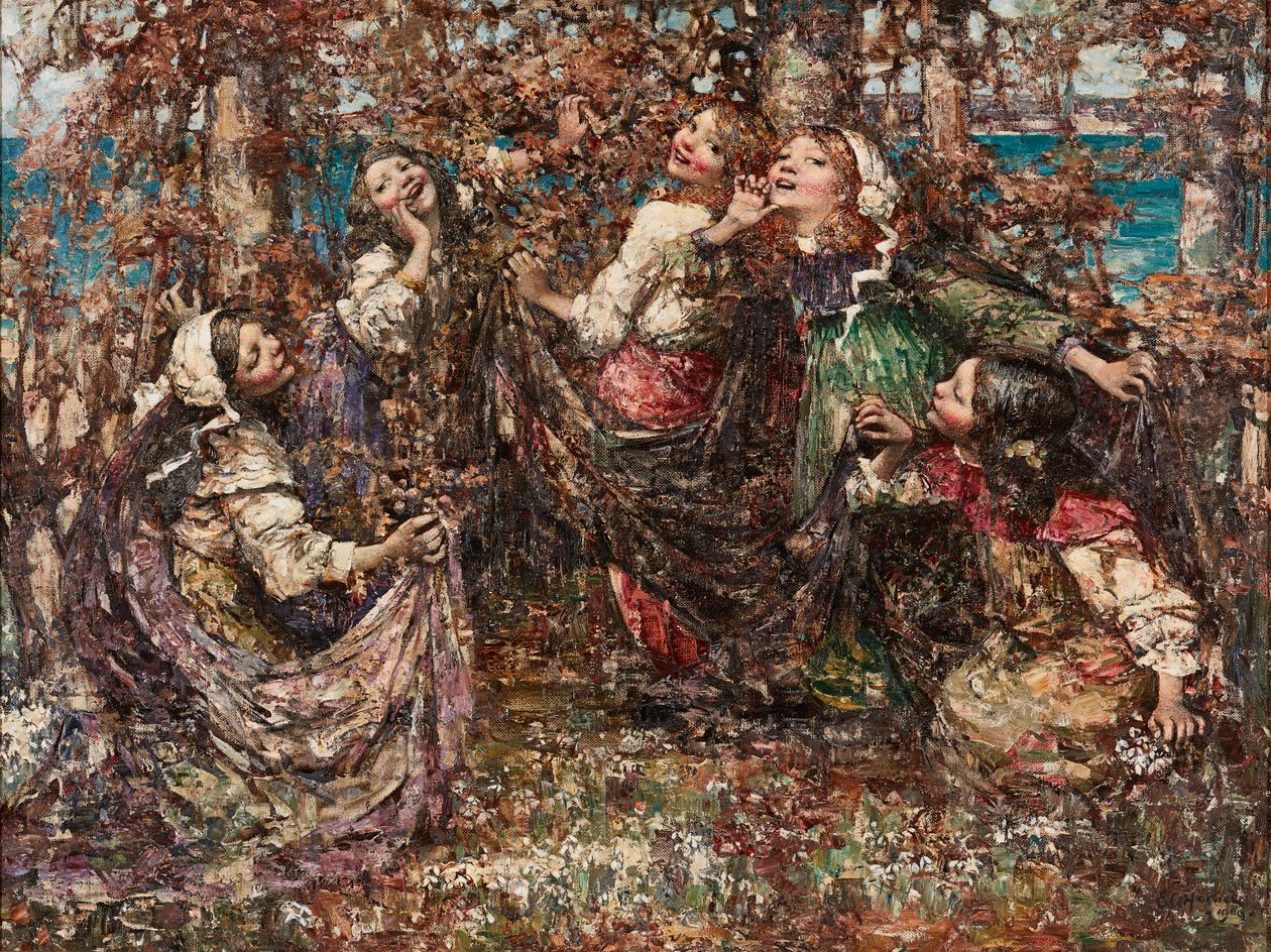 玫瑰花环》（布面油画） 作者 爱德华·阿特金森·霍内尔