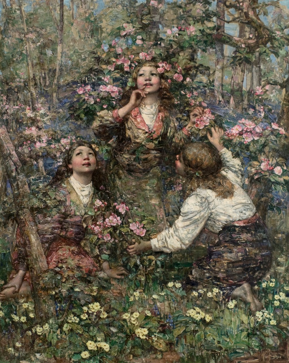 黑鸟之歌》，约1908年（布面油画）。 作者 爱德华·阿特金森·霍内尔