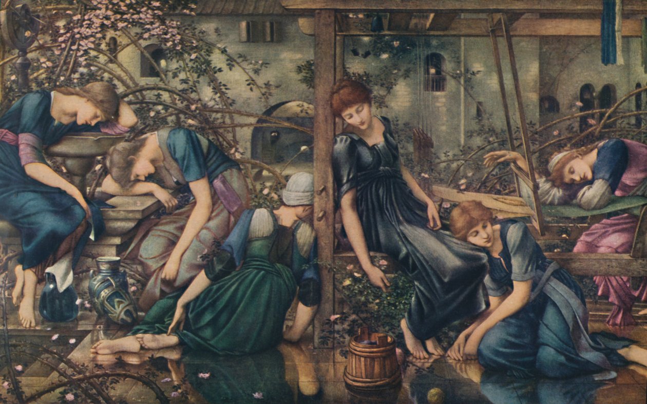 《蔷薇蔷薇》（The Briar Rose），花园法院，1890年左右，1922年。 作者 爱德华·伯恩·琼斯